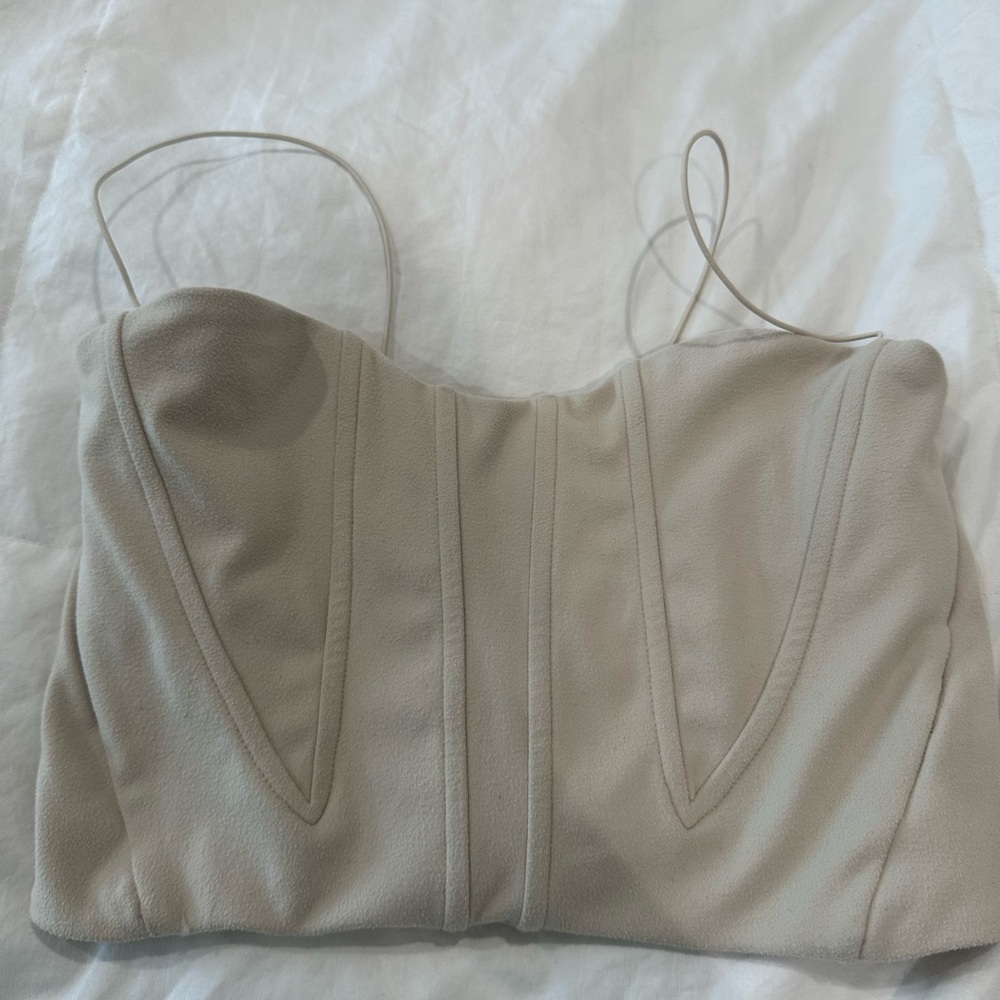Joah Brown Cream Bustier Top